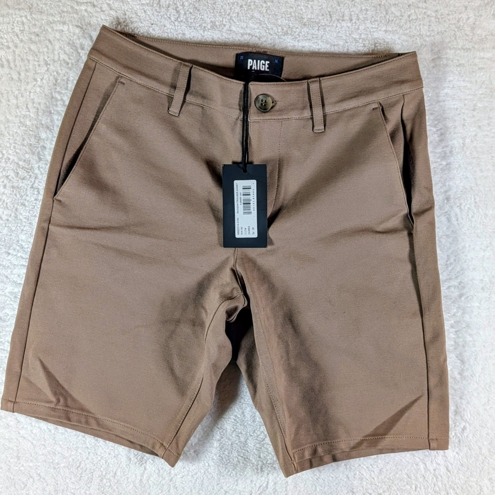387-PAIGE Brown Flat Front Shorts NWT‎ Stretch